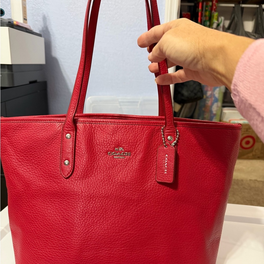 Coach Cherry Red Leather Tote